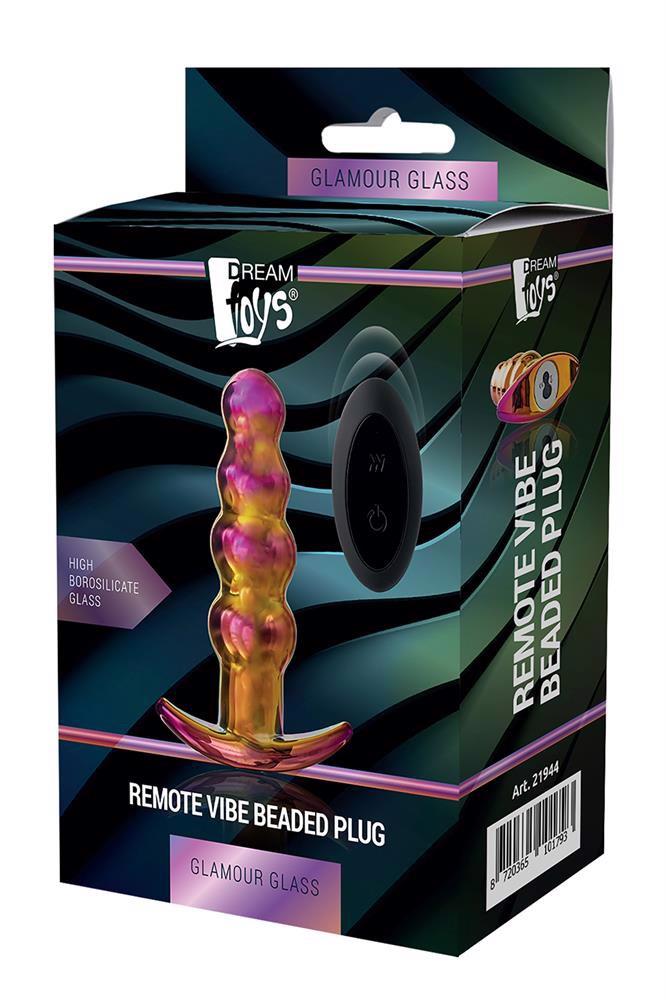 35-21944 GLAMOUR GLASS REMOTE VIBE BEADED PLUG - obrazek 1