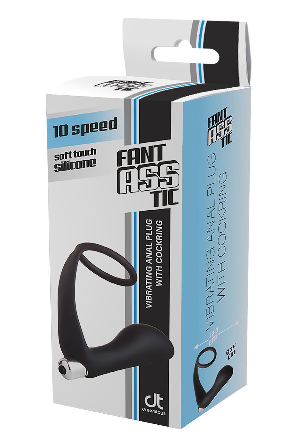35-22005 FANTASSTIC VIBRATING ANAL PLUG WITH COCKRING BLACK - obrazek 1