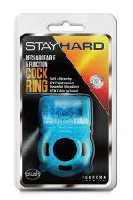 STAY HARD 5 FUNCTION COCK RING BLUE