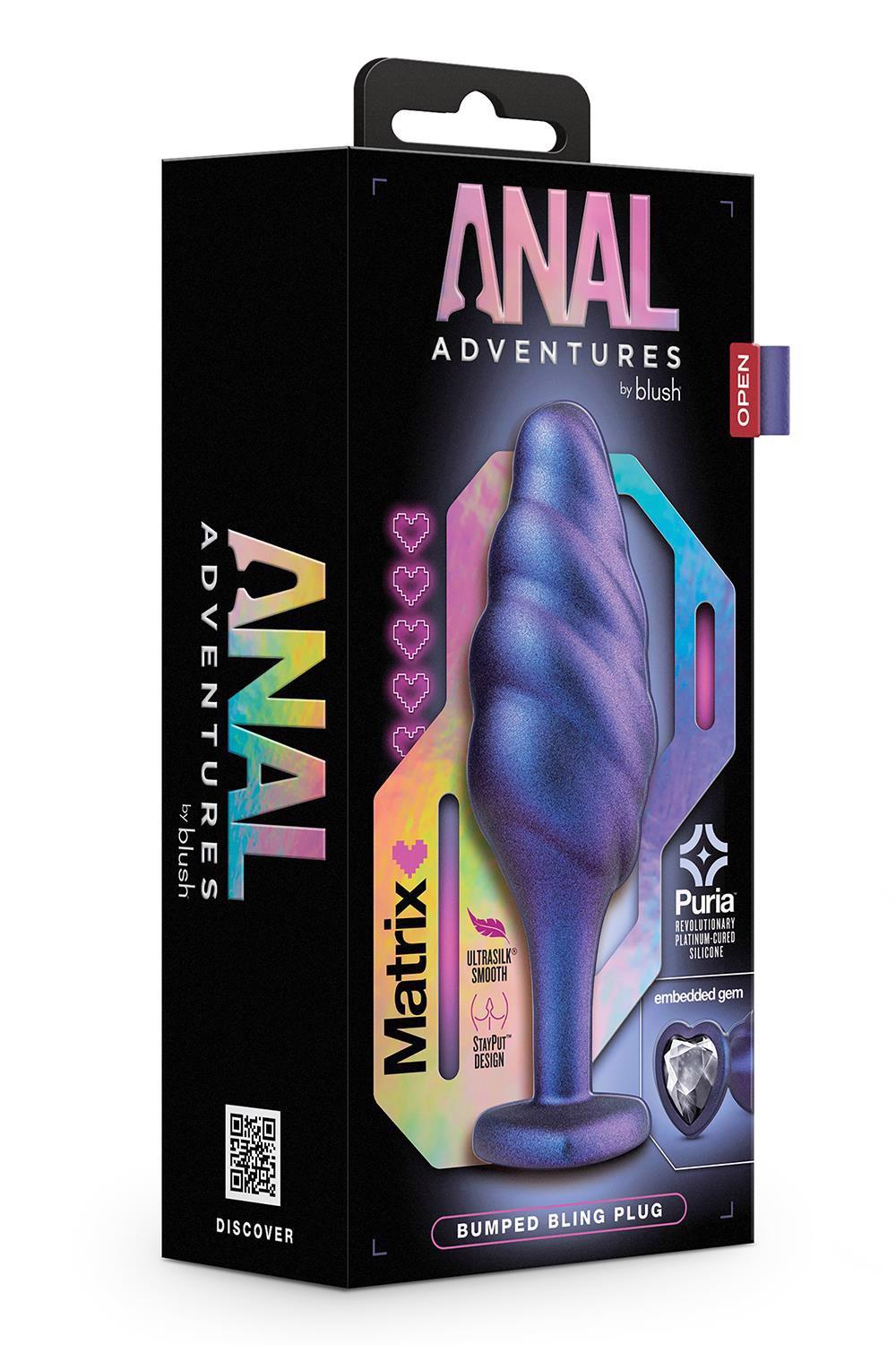 35-331846 ANAL ADVENTURES MATRIX BUMPED BLING PLUG SAPPHIRE - obrazek 1
