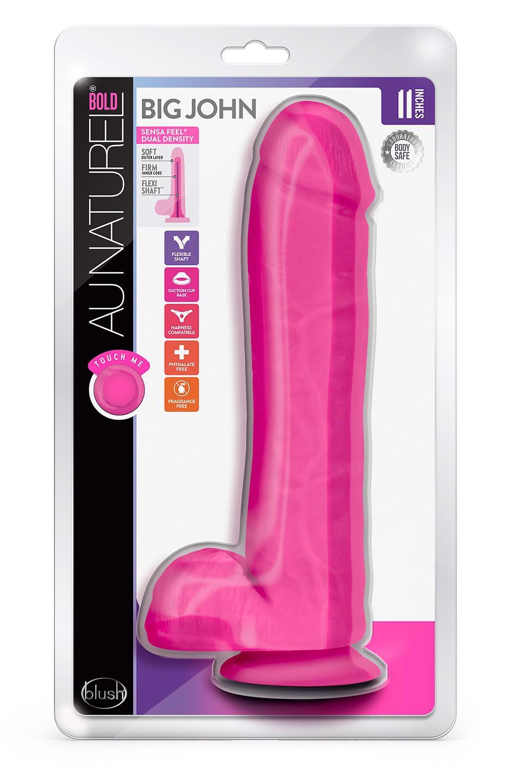 35-331878 AU NATUREL BOLD BIG JOHN 11" DILDO PINK - obrazek 1