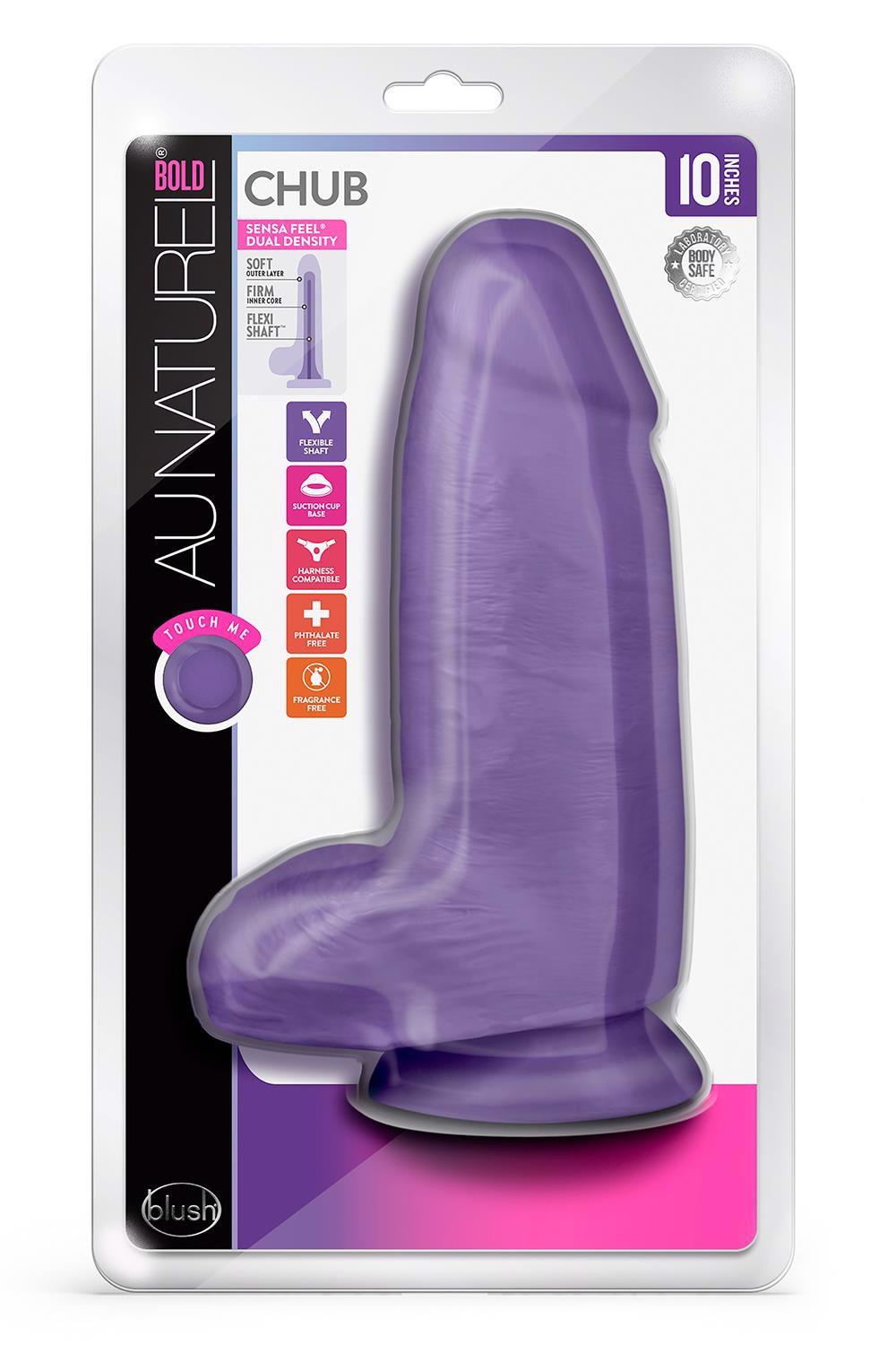 35-331881 AU NATUREL BOLD CHUB 10" DILDO PURPLE - obrazek 1