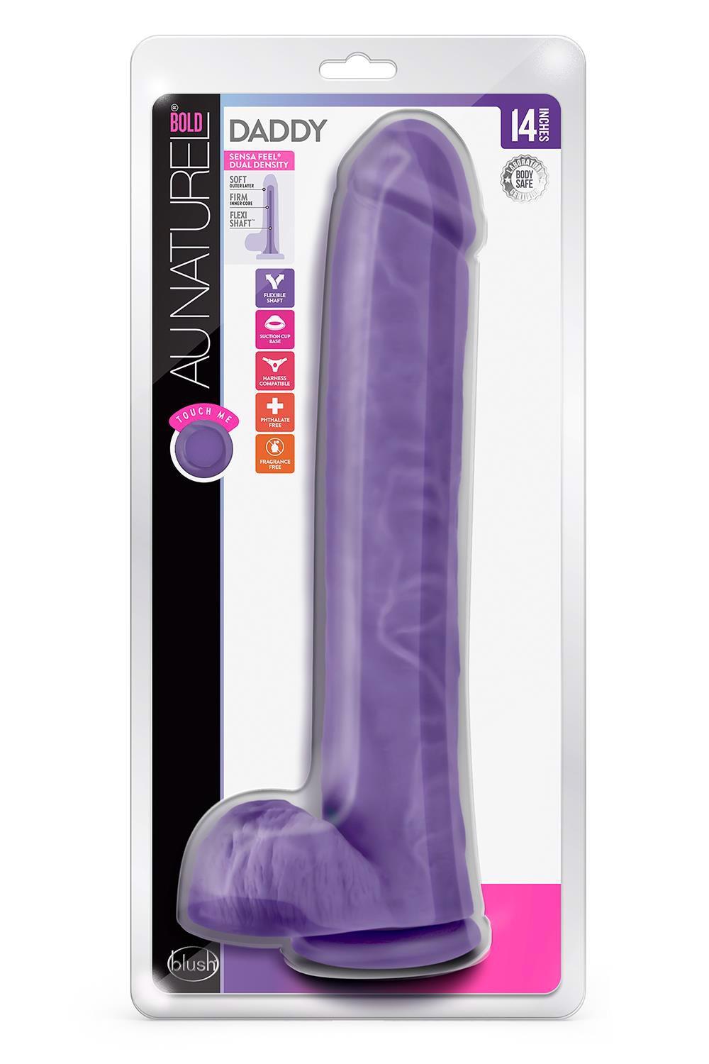 35-331883 AU NATUREL BOLD DADDY 14" DILDO PURPLE - obrazek 1