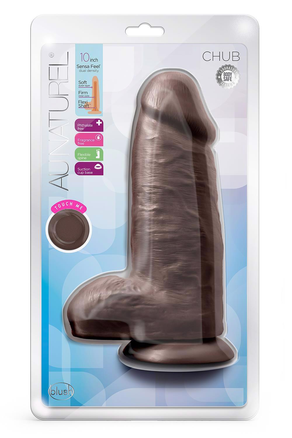 35-331889 AU NATUREL CHUB 10" DILDO CHOCOLATE - obrazek 1