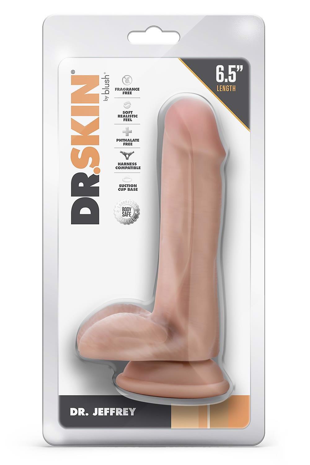 35-331932 DR. SKIN DR. JEFFREY 6.5 INCH DILDO WITH BALLS BEIGE - obrazek 1