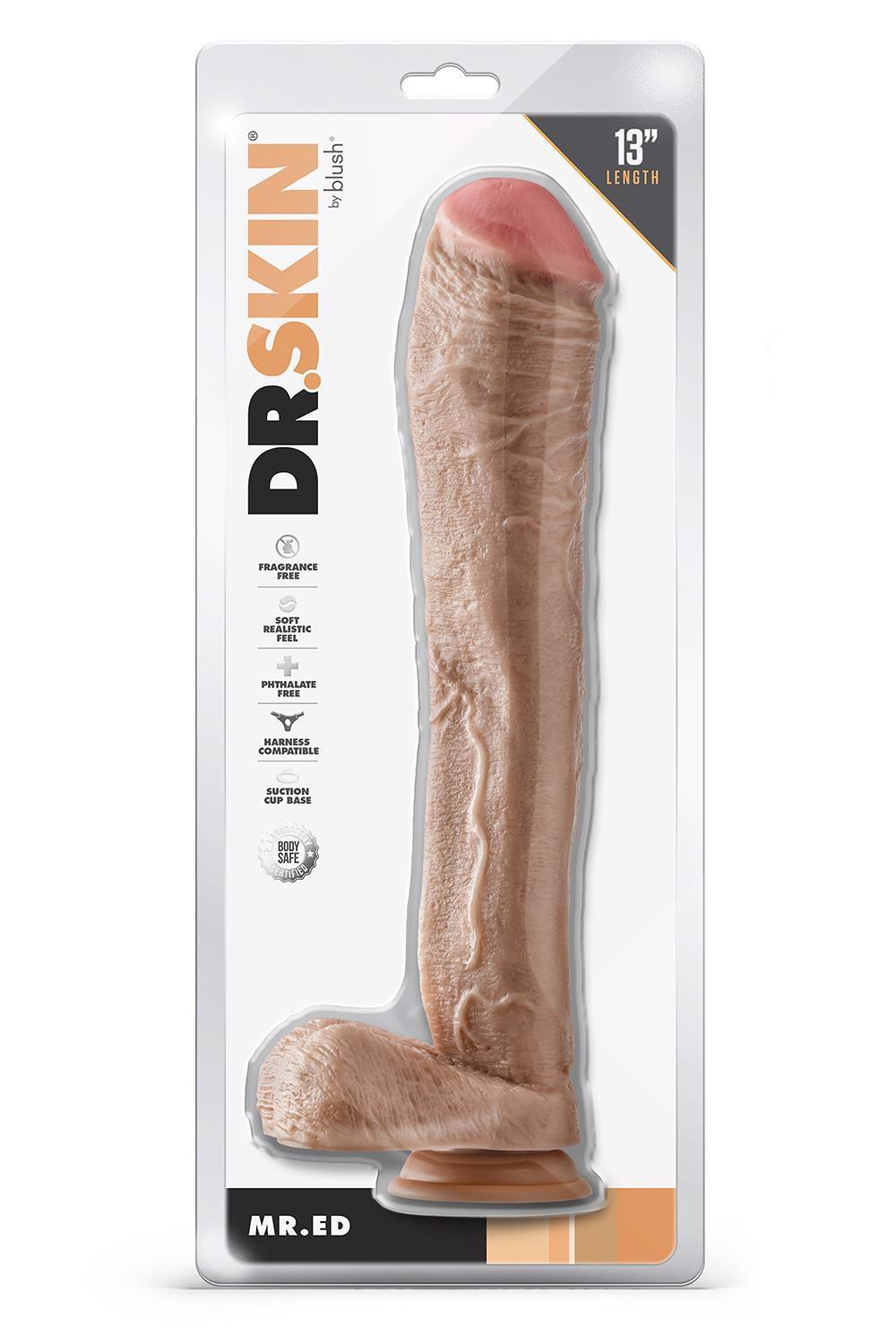 35-331947 DR. SKIN MR. ED 13 INCH DILDO WITH BALLS BEIGE - obrazek 1