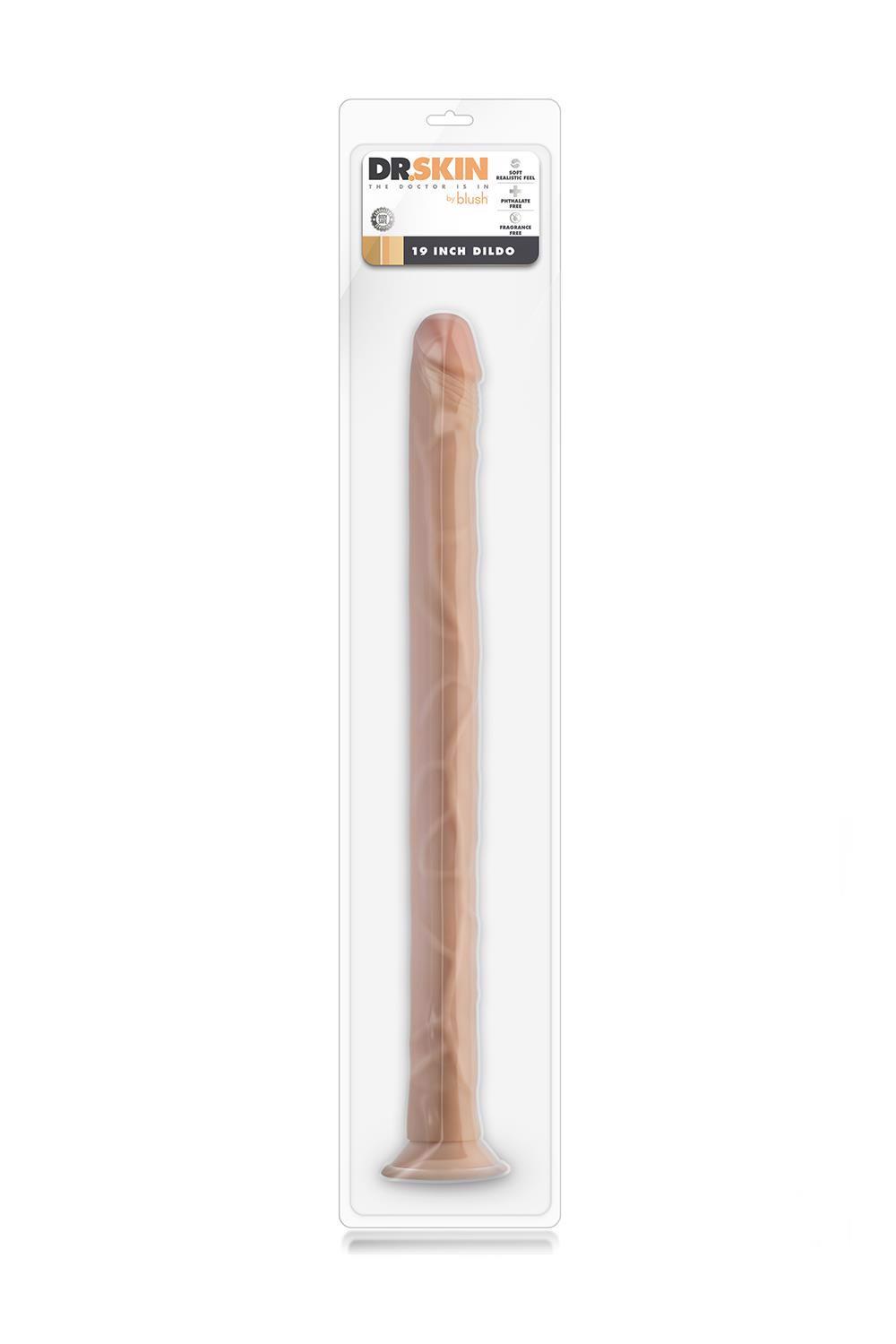 35-331982 DR. SKIN 19 INCH DILDO BEIGE - obrazek 1