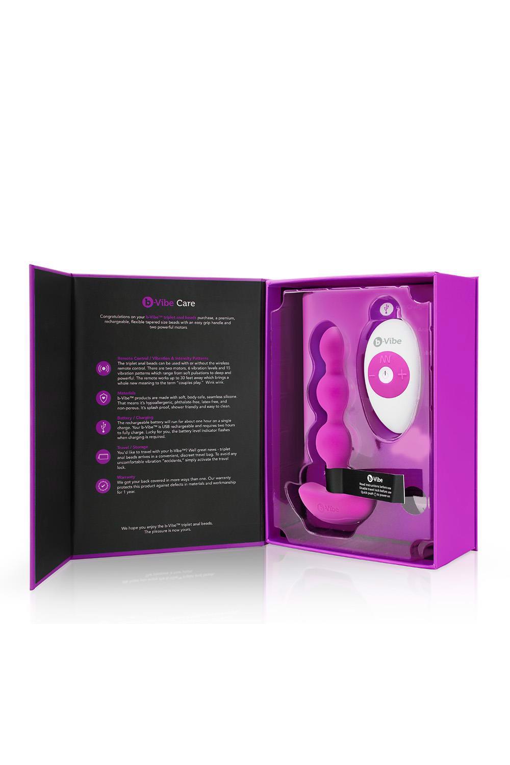35-380280 B-VIBE TRIPLET ANAL BEADS FUCHSIA - obrazek 1