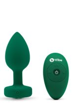 B-VIBE VIBRATING JEWEL PLUG M/L EMERALD GREEN - obrazek 2