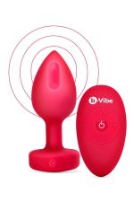 VIBRATING HEART SHAPE JEWEL PLUG ML RED - obrazek 2