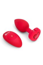 VIBRATING HEART SHAPE JEWEL PLUG ML RED - obrazek 3