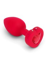 VIBRATING HEART SHAPE JEWEL PLUG ML RED - obrazek 4