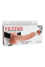 FETISH FANTASY SERIES 9 INCH HOLLOW STRAP-ON WITH BALLS LIGHT - obrazek 4