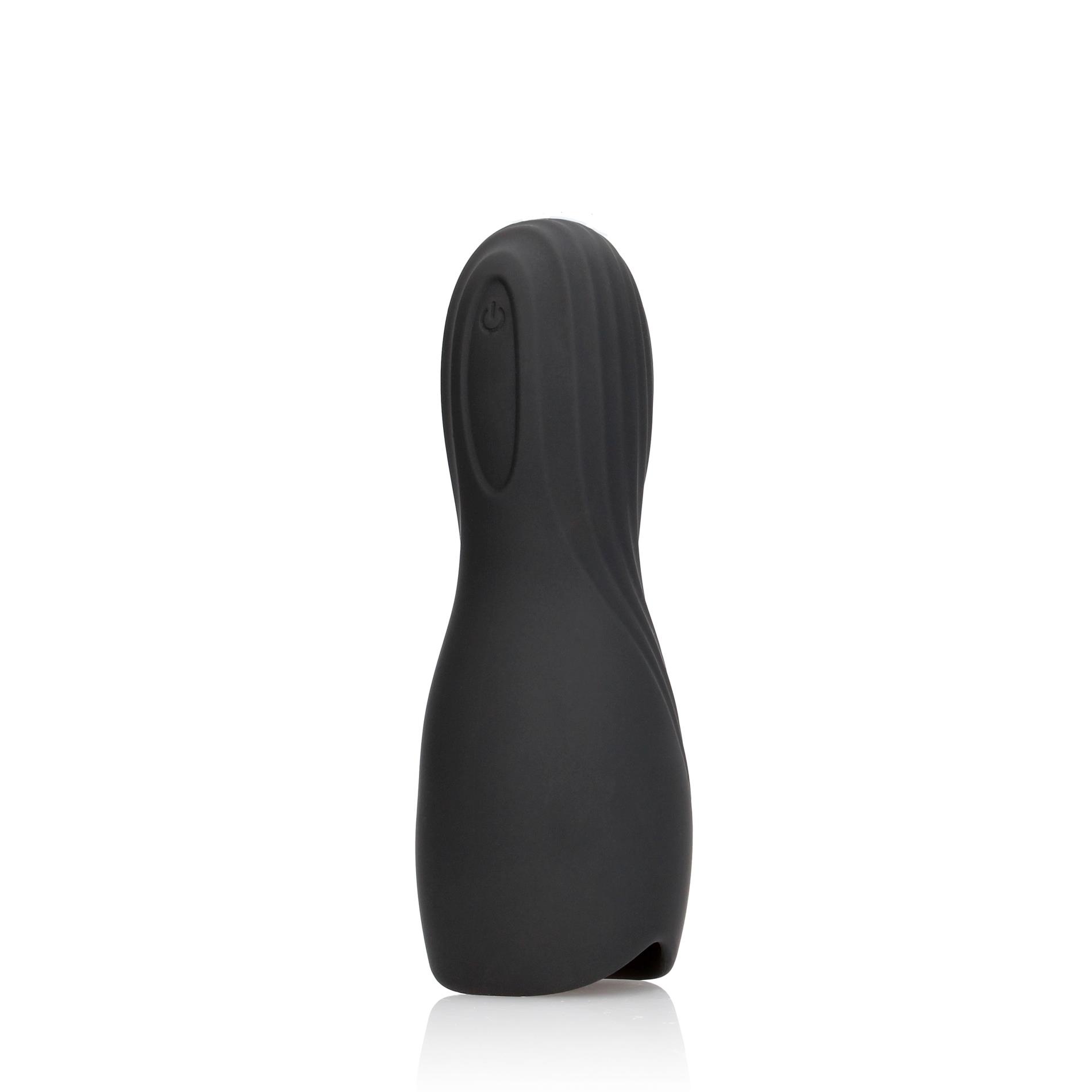 36-LOVE028BLK Vibrating Masturbator Sleeve - Licorice Black - obrazek 1