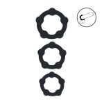 Beaded Silicone Cockring Set of 3 - S/M/L - Black - obrazek 2