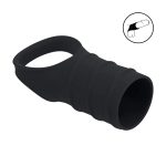 Silicone Cockring and Ribbed Sleeve - Black - obrazek 2