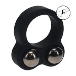 Liquid Silicone Double Weighted Ball Cockring - Black - obrazek 2