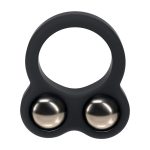 Liquid Silicone Double Weighted Ball Cockring - Black - obrazek 4