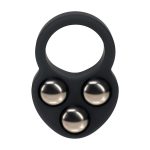 Liquid Silicone Triple Weighted Ball Cockring - Black - obrazek 4