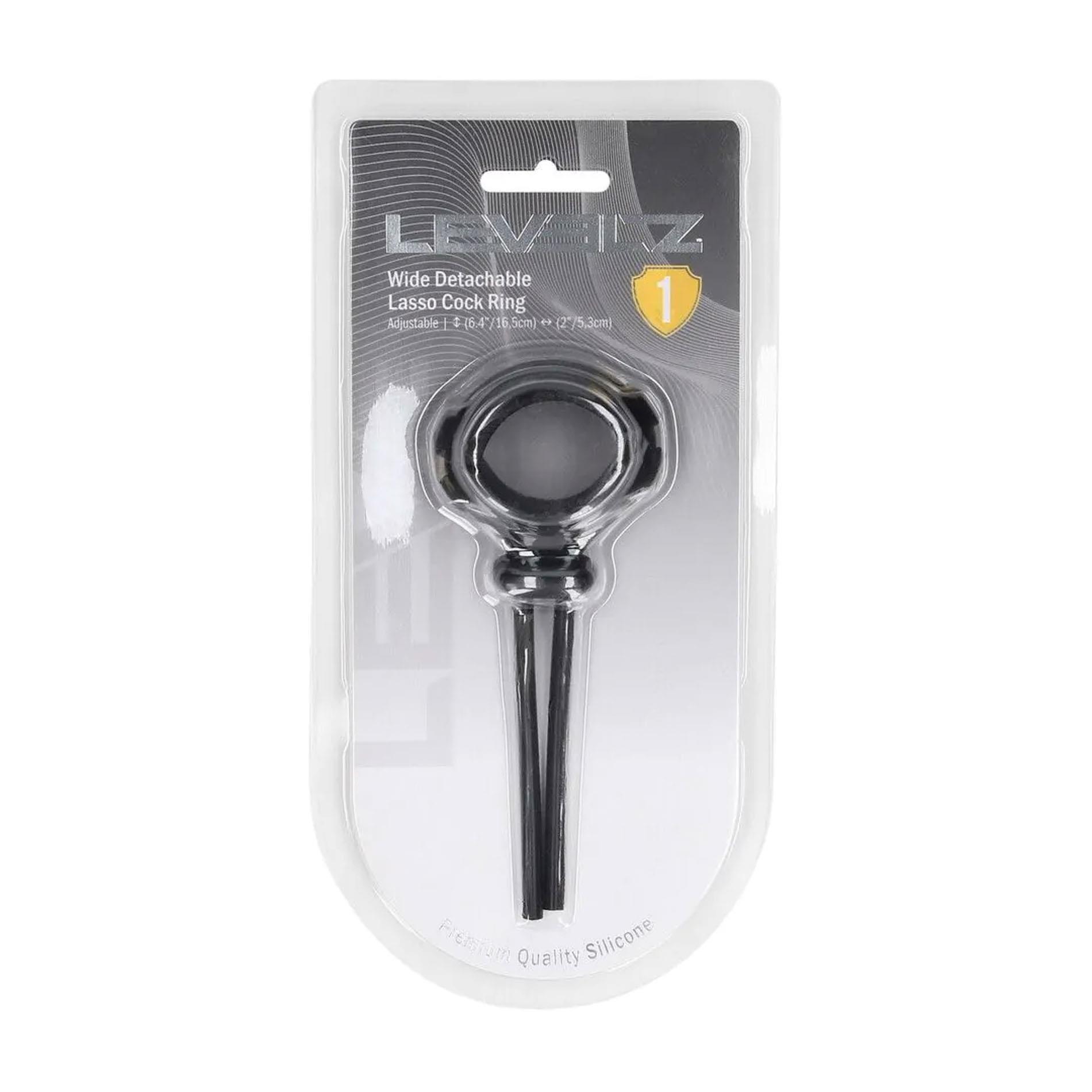 36-LVL01-0054BLK_01 Detachable Wide Adjustable Silicone Lasso Cockring - 5mm - Black - obrazek 1