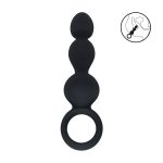Beaded Silicone Anal Probe with Loop - Black - obrazek 2