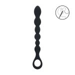 Beaded Snake Silicone Anal Probe with Loop - Black - obrazek 2
