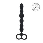 Beaded Silicone Anal Probe with Double Loop - Black - obrazek 2
