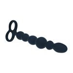 Beaded Silicone Anal Probe with Double Loop - Black - obrazek 4