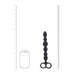 Beaded Silicone Anal Probe with Double Loop - Black - obrazek 5