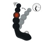 Vibrating Heating Bendable Tapping Beaded Silicone Prostate Stimulator - Black - obrazek 2