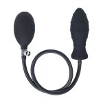 Ribbed Inflatable Silicone Anal Plug - Black