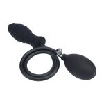Ribbed Inflatable Silicone Anal Plug - Black - obrazek 6
