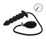Beaded Inflatable Silicone Anal Plug - Black - obrazek 3
