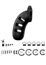 Model 21 - Chastity - 4.5"""" - Silicone Cock Cage - Black - obrazek 4