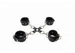 Leather Hand And Legcuffs - Black - obrazek 3