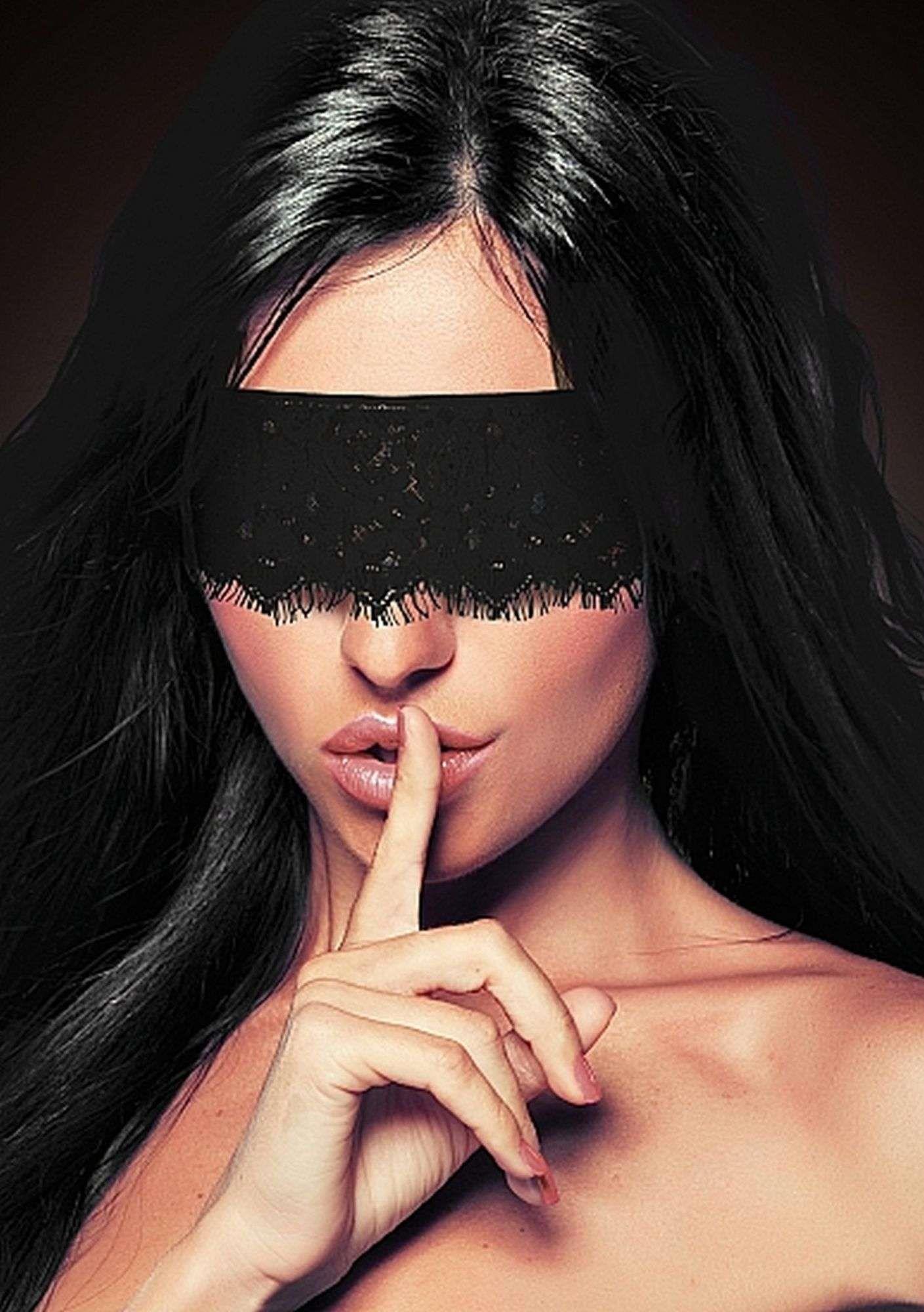 36-OU081BLK Mystere Lace Mask - Black - obrazek 1