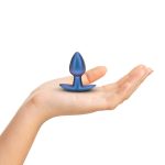 Smooth Silicone Anal Plug - Small - 2.6 / 6,5 cm - Metallic Blue - obrazek 4