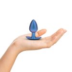 Smooth Silicone Anal Plug - Medium - 3.1 / 7,9 cm - Metallic Blue - obrazek 4