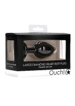 Diamond Heart Butt Plug - Large - Black - obrazek 2