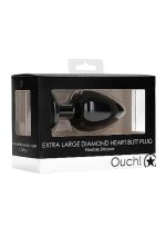 Diamond Heart Butt Plug - Extra Large - Black - obrazek 2