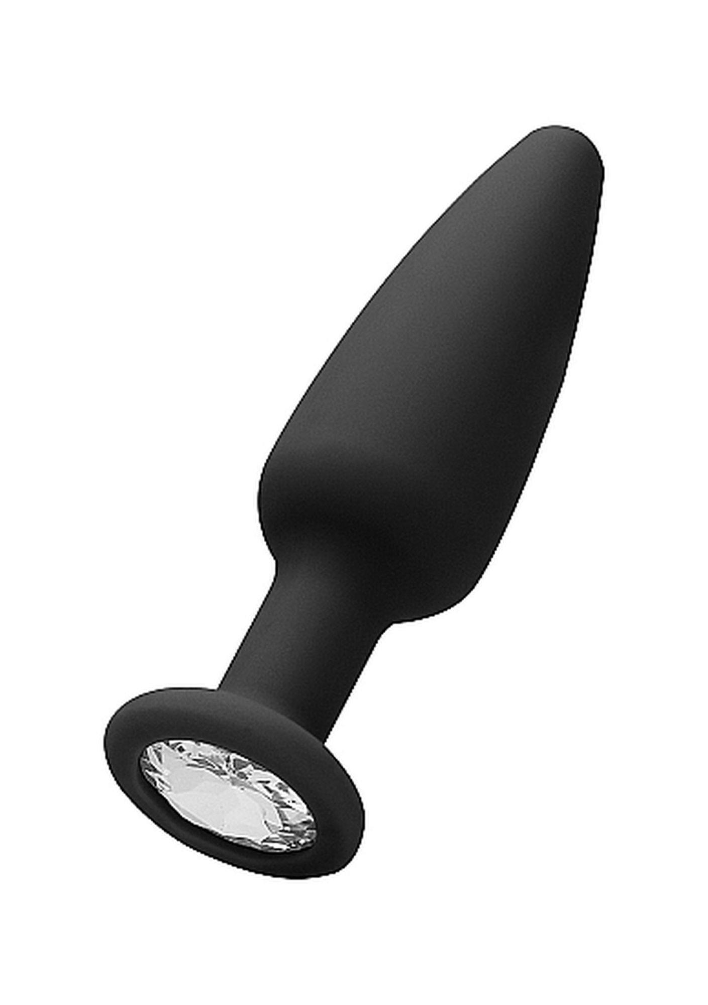 36-OU456BLK Cone-Shaped Diamond Butt Plug - Black - obrazek 1