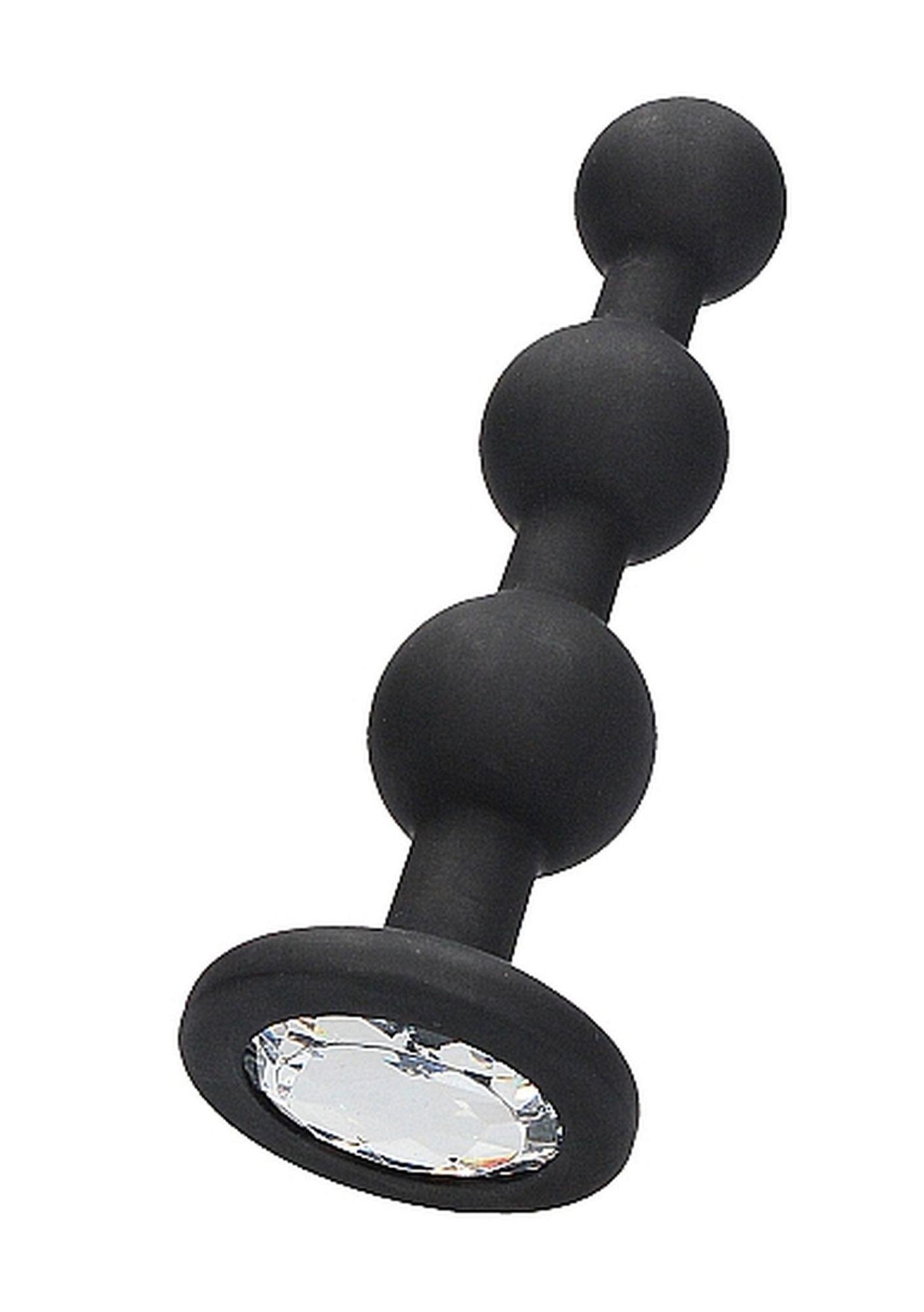 36-OU480BLK Silicone Beaded Diamond Butt Plug - Black - obrazek 1