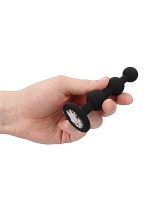 Silicone Beaded Diamond Butt Plug - Black - obrazek 6