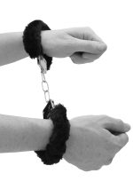 Pleasure Furry Hand Cuffs - With Quick-Release Button - obrazek 4