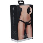 Ouch! - Dual Vibrating - Rechargeable - 10 Speed Silicone Ribbed Strap-On - Adjustable - Black - obrazek 3