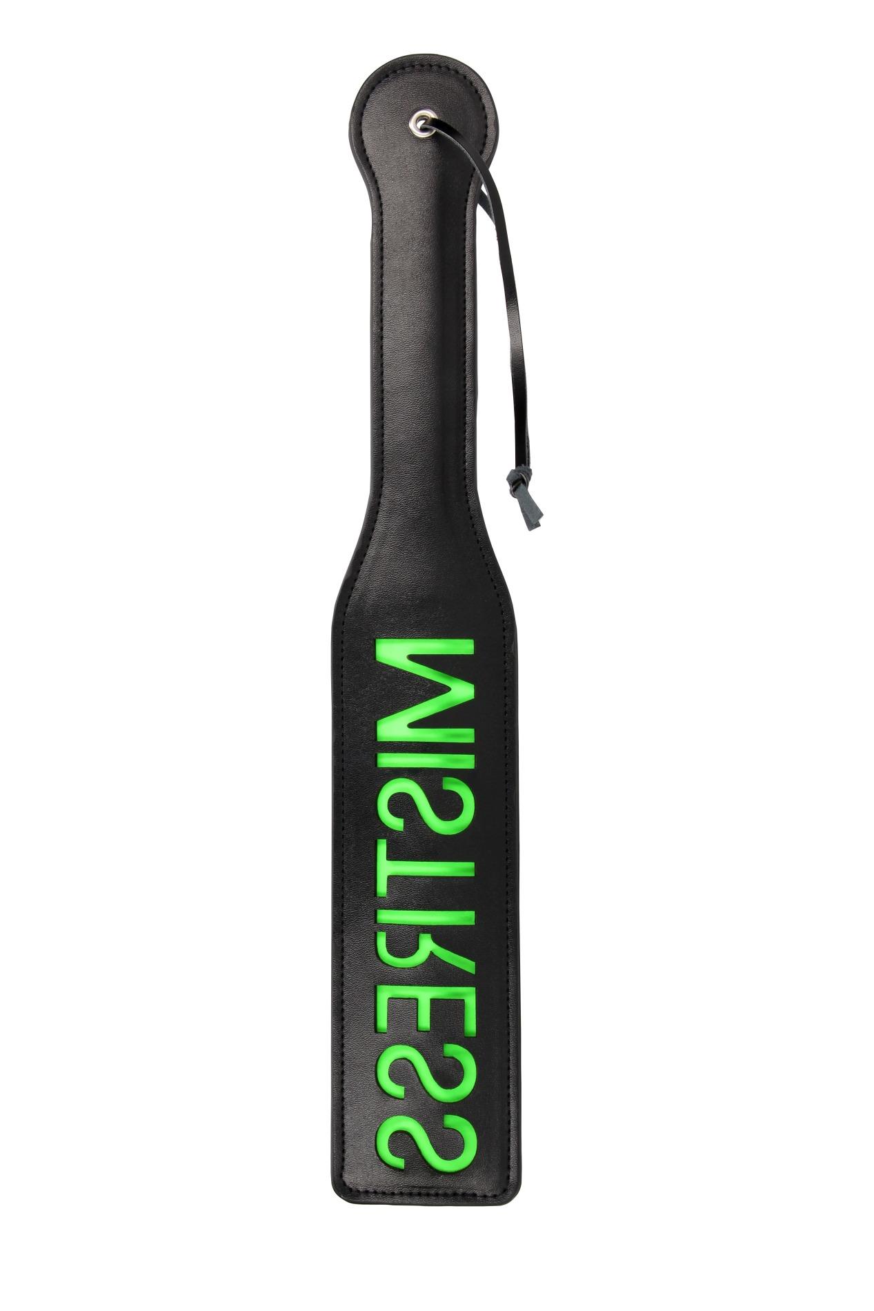 36-OU873GLO 'Mistress'' Paddle - Glow in the Dark - Black/Neon Green - obrazek 1