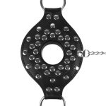 Open Mouth Gag with Plug Stopper - Black - obrazek 7