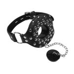 Open Mouth Gag with Plug Stopper - Black - obrazek 12