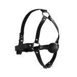 Head Harness with Solid Ball Gag - Black - obrazek 6