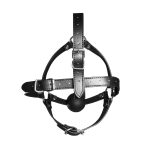 Head Harness with Solid Ball Gag - Black - obrazek 7